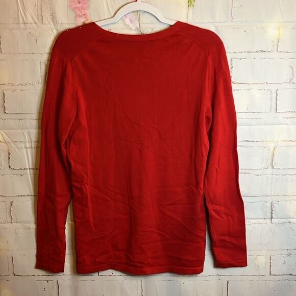 NWT WOMENS M TOMMY HILFIGER SILVER DIAMOND EMBELLISH HOLIDAY RIBBED LONG SLEEVE - Picture 9 of 10